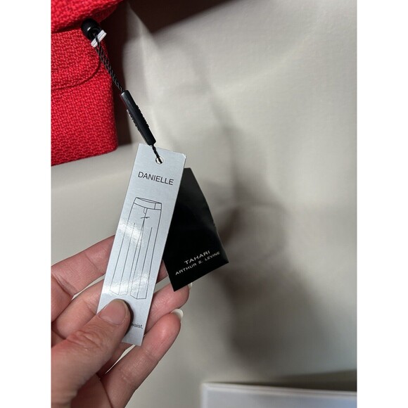 New Tahari Blazer 14 Red All Season Textured Jacket Gold Button NWT - Picture 4 of 8